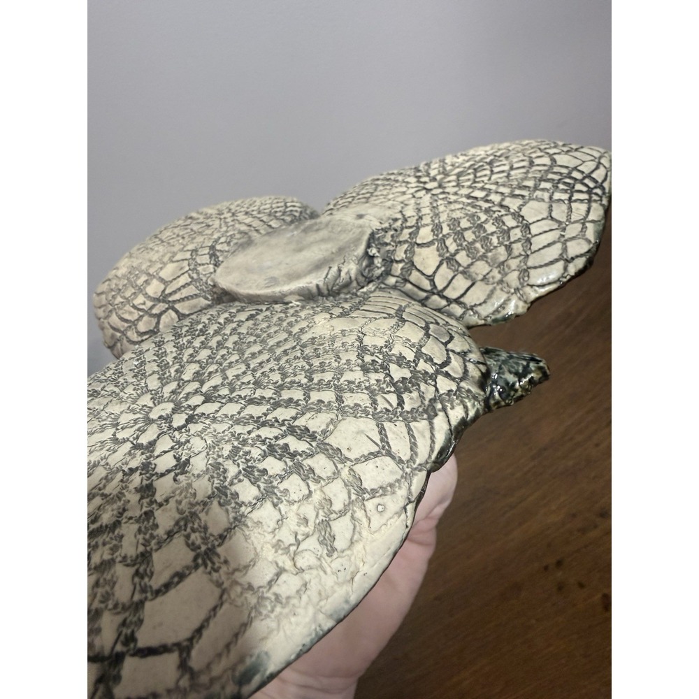 Handmade Green Leaf Pottery Footed Dish Charcuterie Display With RedBerry Accent - Picture 4 of 5